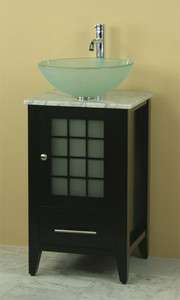 19 White Marble Top Glass Vessel Sink Vanity Cabinet  
