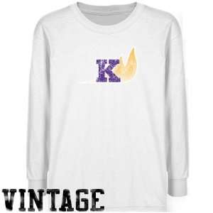 Knox College Prairie Fire Youth White Distressed Logo Vintage Long 
