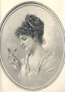 PRETTY LADIES Holding a butterfly. Antique print.1893  