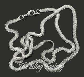   36 Inch Silver/Rhodium Plated Flat Snake Chain 6 mm Hip Hop Necklace