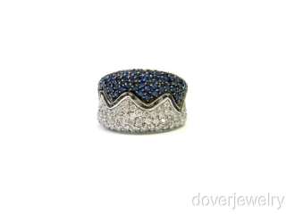 Estate 5.50ct Diamond 18K Gold Sapphire Heavy Wide Band Ring NR  
