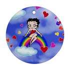   Vintage Art Deco Betty Boop on Rainbow with Hot Air Balloon and Hearts