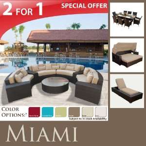 SOFA OUTDOOR WICKER FURNITURE & 9PC DINING SET, CHAISE LOUNGE, NEW SUN 