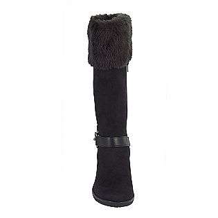   Fayola Fur Cuff Wedge Boot   Black  Route 66 Shoes Womens Casual