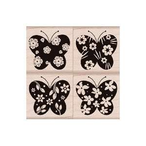  Pattern Butterflies Wood Mounted Rubber Stamp Set (LP110 