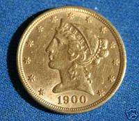 1900 5$ Gold Liberty Head Half Eagle  