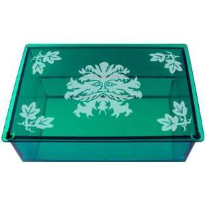  Art Glass Tarot Box Etched Man Green (each): Home 