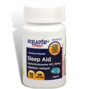 Equate   Sleep Aid 50 mg, Maximum Strength, 96 Softgels (Compare to 