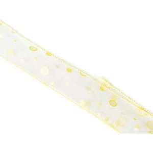 Sheer Yellow Polka Dot Wired Craft, Wedding & Holiday Ribbon 1.5 x 60 