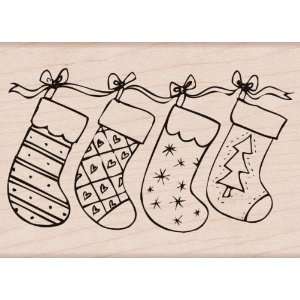   Wood Mounted Rubber Stamp Christmas Stockings Arts, Crafts & Sewing
