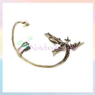   Antique Bronze Flying Dragon Bite Earring Stud Wrap Dragons Ear Cuff