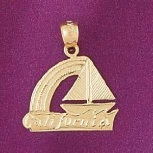  Gold California Charm Pendant: Jewelry