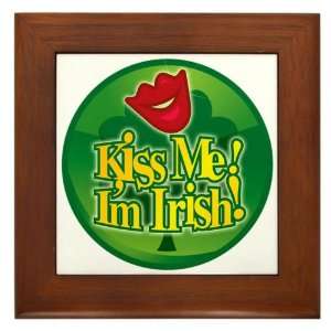  Framed Tile Kiss Me Im Irish Clover 