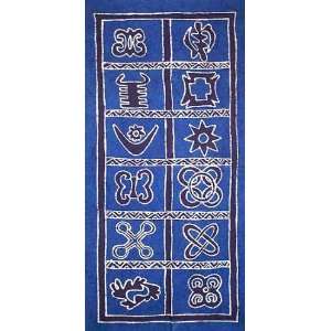  Adinkra Pieces, wall hanging (blue)