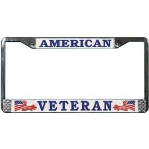  American Veteran Chrome License Plate Tag Frame 