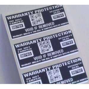   100 BLACK WARRANTY PROTECTION VOID LABELS W/ QR CODE