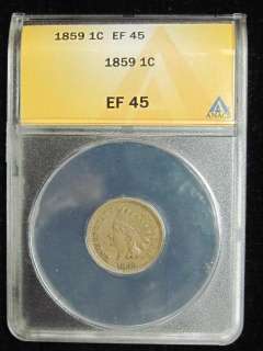 1859 Indian Head Penny ANACS EF 45  