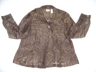   Chicos Metallic bronze sweater, jacket, top EC Sz.2 Career/Casual
