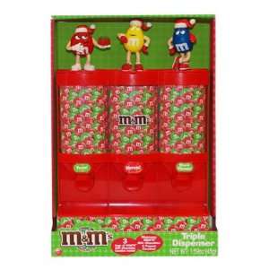 Triple Candy Dispenser, 3 Bags of M&Ms Milk Chocolate and Peanut 