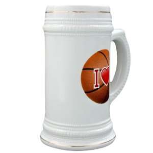    Stein (Glass Drink Mug Cup) I Love Basketball 