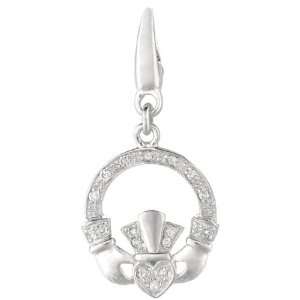    Sterling silver 0.09ct TDW Diamond Irish Claddagh (Charm) Jewelry