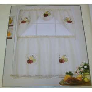   Jubilee Elegant Embroidered Kitchen Curtain Set: Everything Else