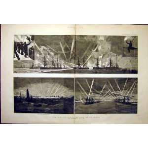   Naval Review Spithead Fleet Electric Light 1887