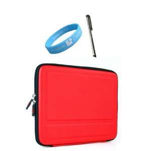  iPad Red Case + Silver Stylus for Apple iPad + Wristband 