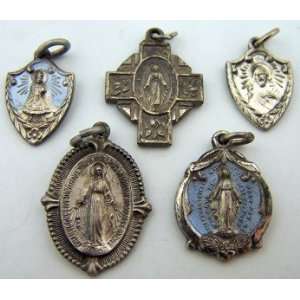   Miraculous Medals Sacred Heart Mary Cross Antique: Everything Else