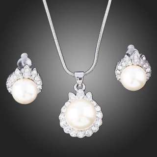 ARINNA Swarovski Crystals pearl WGP stud necklace sets  