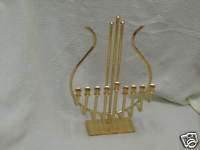 Israeli Judaica Gold tone Menorah 7x11 Chanukkah  