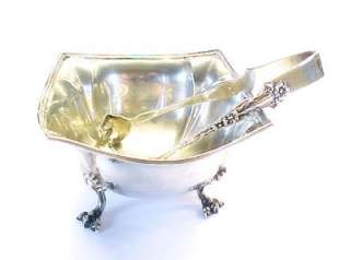   Antique Sterling Silver Sugar Cube Dish / Bowl with Sterling Tongs SET