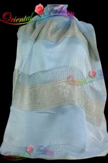 LOT 20 100% Jacquard Silk Scarf Wrap sari 65x24 SS055  