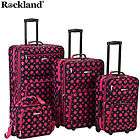 Rockland Fleur De Lis Black Pink 4 pc Luggage set NEW  