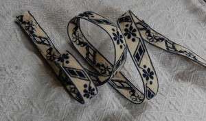 CHARMING ANTIQUE FRENCH PROVENCALE EMBROID RIBBON TRIM  