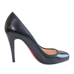 CHRISTIAN LOUBOUTIN Black Leather Pump Womens Shoes Size 37  