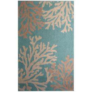   Teal Polyester 9 ft. x 12 ft. Area Rug CORAL912TE 