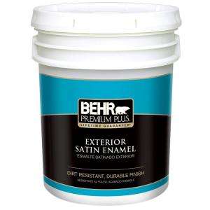 BEHR Premium Plus 5 Gal. Satin Enamel Medium Base Exterior Paint 