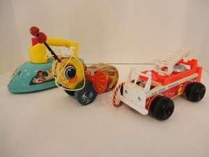   Fisher Price Music Box Iron * F.P. Fire Engine * Queen Buzzy Bee