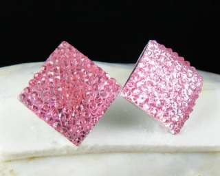 Pink Shiny Diamante Fancy Noble Stud Earring g14  