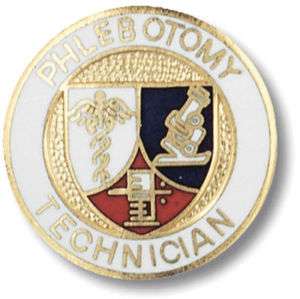 Phlebotomy Tech w/Shield Medical Emblem Lapel Pin NIB  