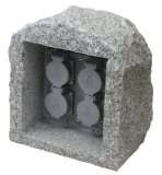  Steinsteckdose aus Granit Echtstein mit 4 Steckdosen rund 