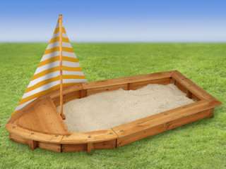 HOLZ Sandkasten BOOT mit Sonnenschutz   Segel  