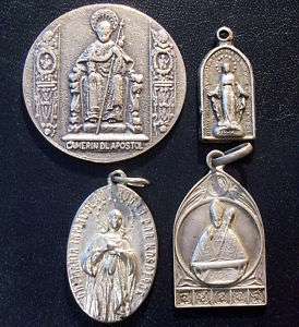 VERY NICE LOT 4 ANTIQUE CATHOLIC MEDALS, MIRACULOUS,  