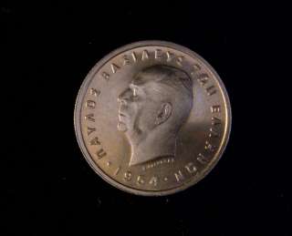 Greece 1954 5 Drachmai Coin CN BU King Paul I  
