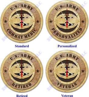 United States Army Combat Medic Badge Birch Wall Clock  