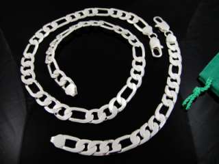 Cool Mens Silver Chains Figaro Necklace/Bracelet 12MM Fashion Jewelry 