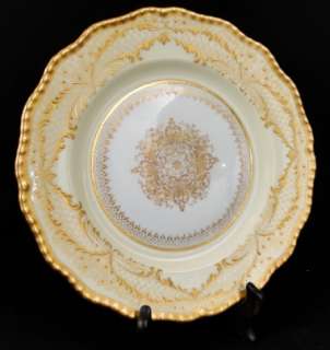 Set 6 Antique Raised Gold Gilt Encrusted Royal Doulton Porcelain 8.25 
