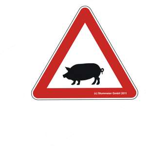 Schweinewarnschild, Achtung Schweine, Aluminium neu  
