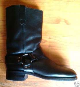 MENS HARNESS BOOTS BLACK LEATHER, SIZE 10M  